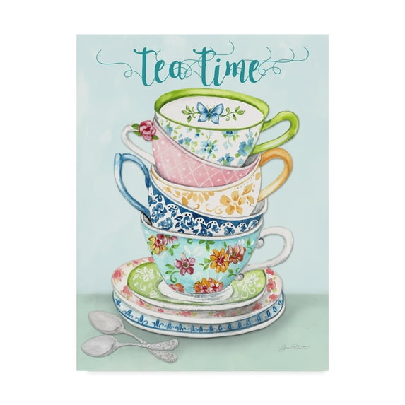 Trademark Fine Art 'Watercolor Teacups 1' Canvas Art by Jean Plout