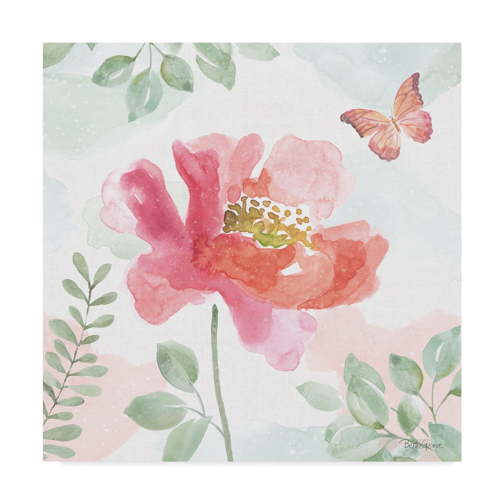 Trademark Fine Art 'Watercolorful Pink and Green II' Canvas Art by Beth Grove
