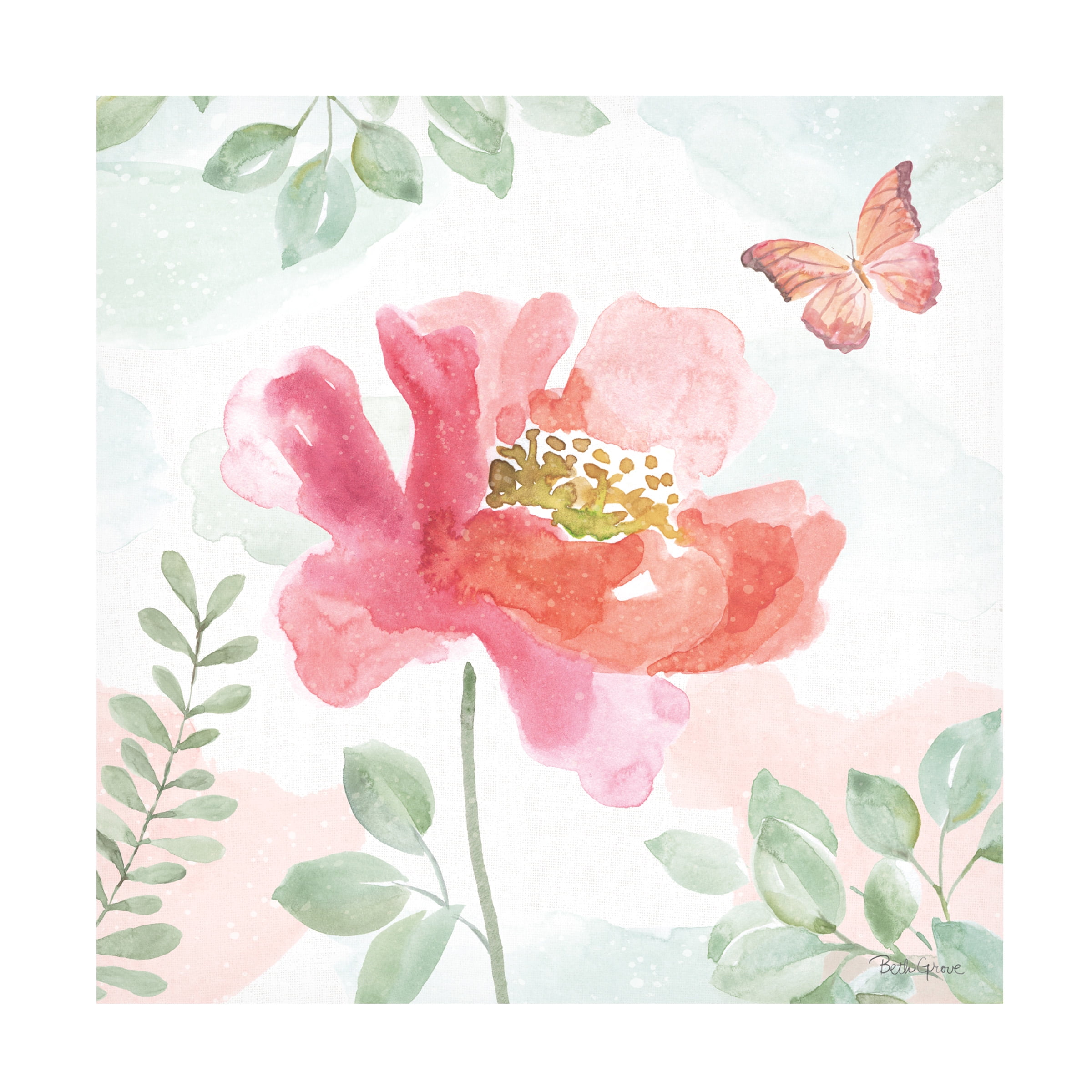 Trademark Fine Art 'Watercolorful Pink and Green II' Canvas Art by Beth Grove