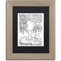 Trademark Fine Art "Waterfall Doodle" Canvas Art by KCDoodleArt Black Matte, Birch Frame