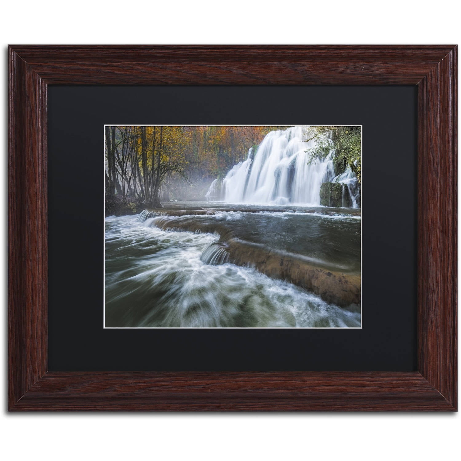 Trademark Fine Art "Waterfalls of Tufs in Jura" Canvas Art by Mathieu Rivrin, Black Matte, Wood Frame