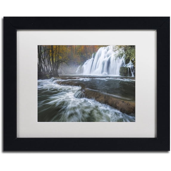 Trademark Fine Art "Waterfalls of Tufs in Jura" Canvas Art by Mathieu Rivrin, White Matte, Black Frame