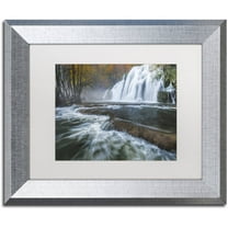 Trademark Fine Art "Waterfalls of Tufs in Jura" Canvas Art by Mathieu Rivrin, White Matte, Silver Frame