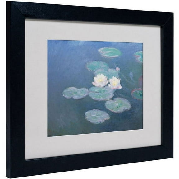Trademark Fine Art "Waterlilies Evening" Matted Framed Canvas Art by Claude Monet