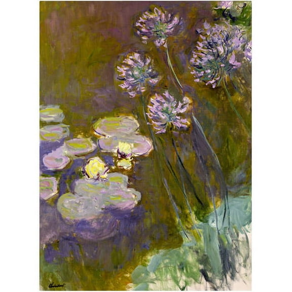 Trademark Fine Art "Waterlilies and Agapanthus" Canvas Art by Claude Monet
