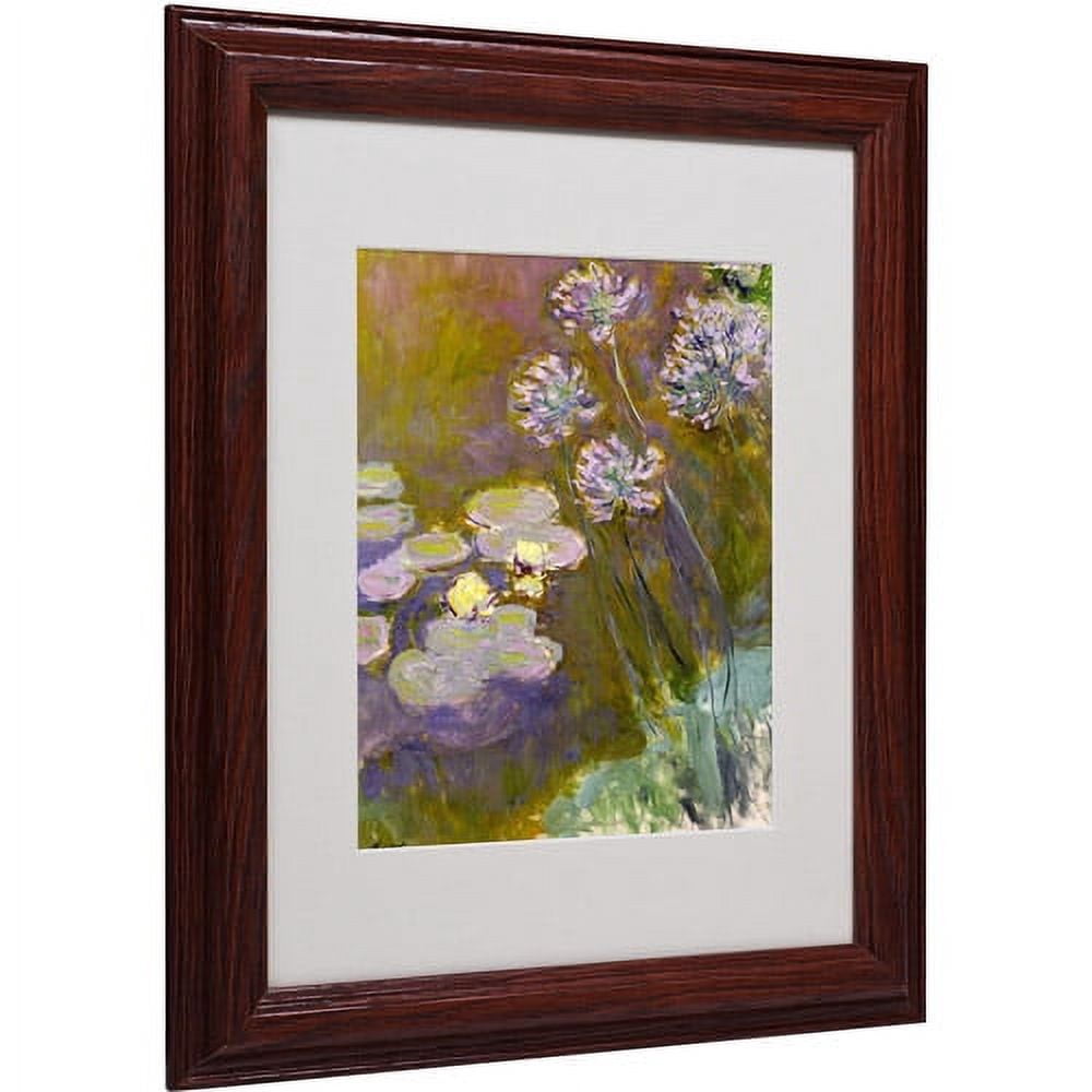 Trademark Fine Art "Waterlilies and Agapanthus" Matted Framed Canvas Art by Claude Monet