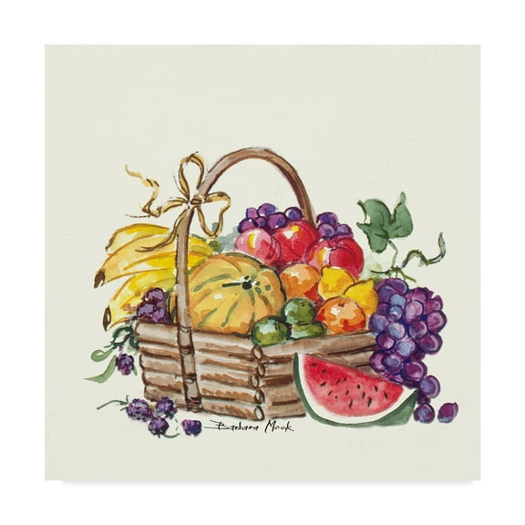 Trademark Fine Art 'Watermelon And Fruit Basket' Canvas Art by Barbara Mock