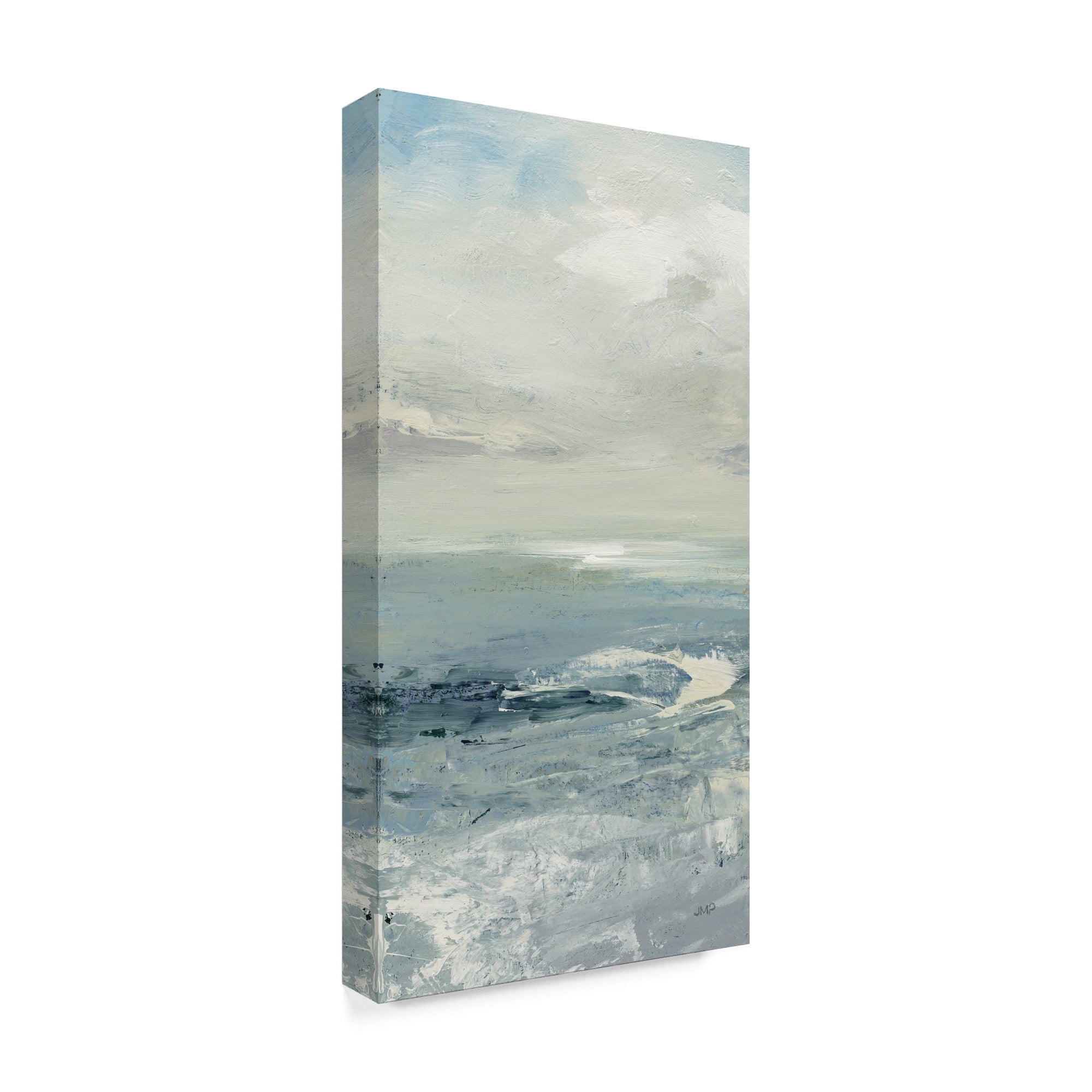 Muted Blue and Gray Abstract Coastal Canvas Art 16x32