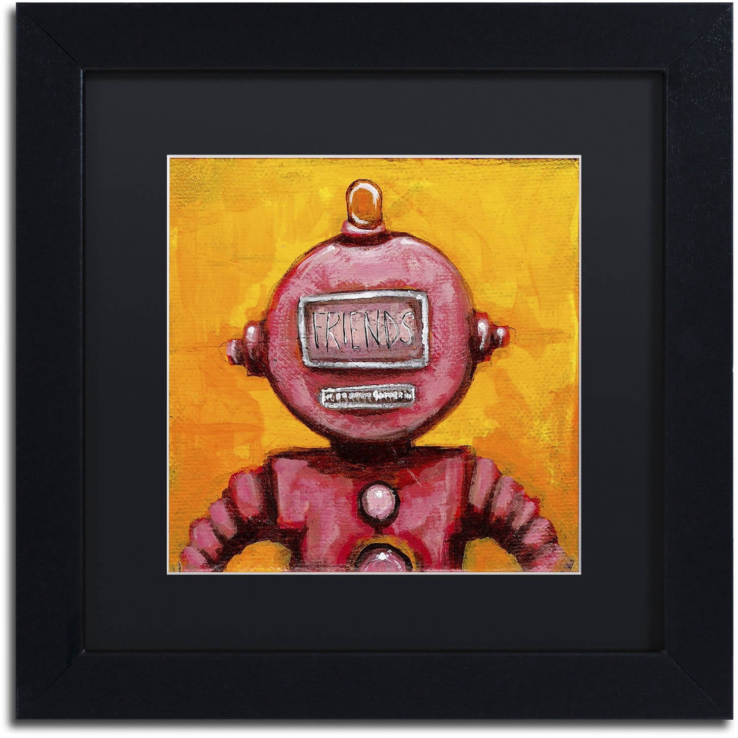 Trademark Fine Art 'Weebot-Friends' Canvas Art by Craig Snodgrass, Black Matte, Black Frame
