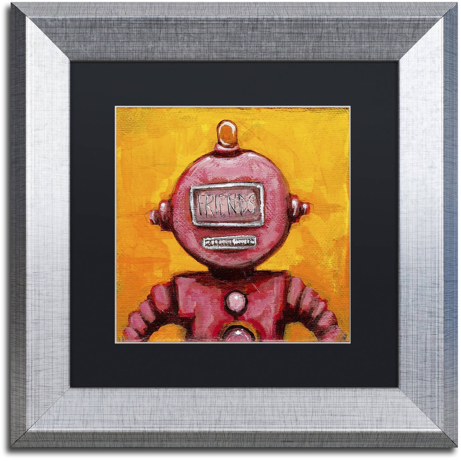 Trademark Fine Art 'Weebot-Friends' Canvas Art by Craig Snodgrass, Black Matte, Silver Frame