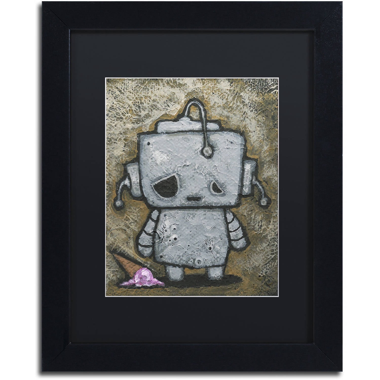 Trademark Fine Art 'Weebot-Icecream' Canvas Art by Craig Snodgrass, Black Matte, Black Frame