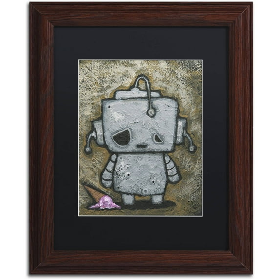 Trademark Fine Art 'Weebot-Icecream' Canvas Art by Craig Snodgrass, Black Matte, Wood Frame