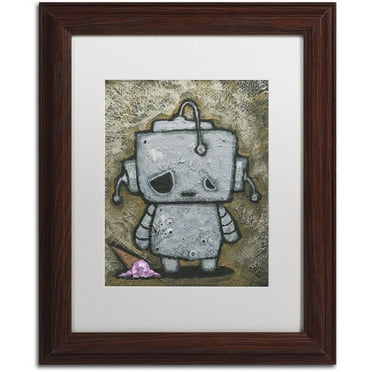 Trademark Fine Art 'Weebot-Icecream' Canvas Art by Craig Snodgrass, White Matte, Wood Frame