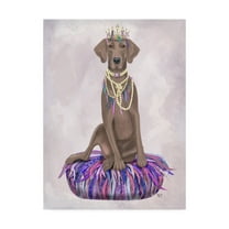 Trademark Fine Art 'Weimaraner on Purple Cushion' Canvas Art by Fab Funky