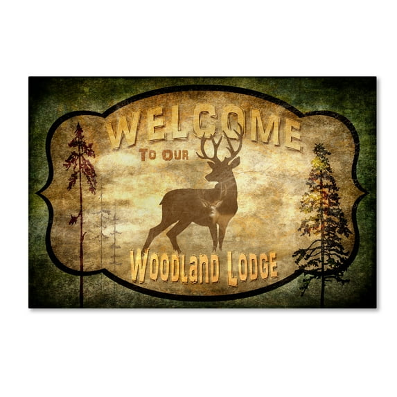Trademark Fine Art 'Welcome Lodge Deer' Canvas Art by LightBoxJournal