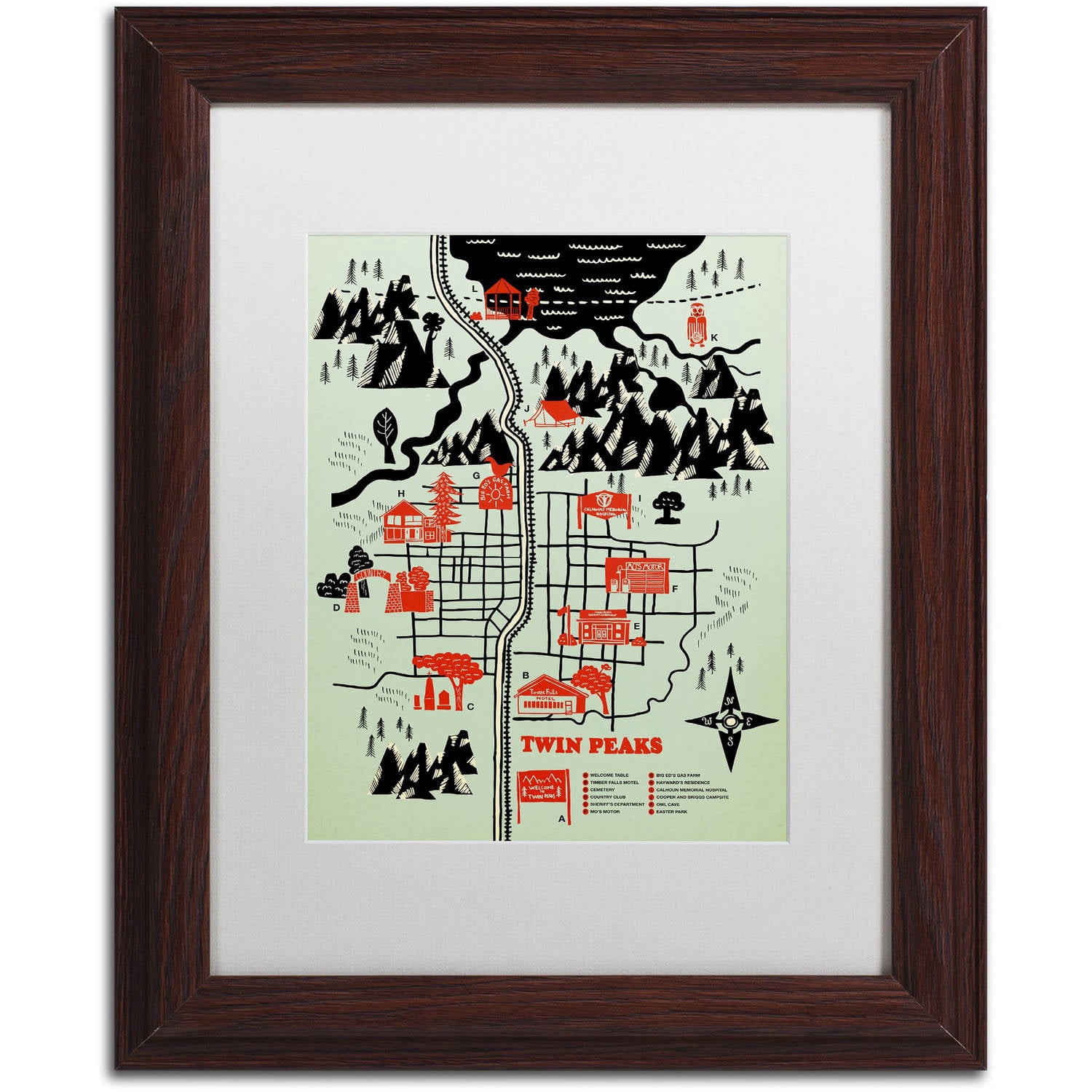 Trademark Fine Art 'Welcome To Twin Peaks' Canvas Art by Robert Farkas, White Matte, Wood Frame