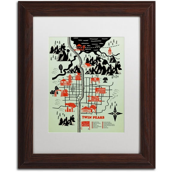 Trademark Fine Art 'Welcome To Twin Peaks' Canvas Art by Robert Farkas, White Matte, Wood Frame