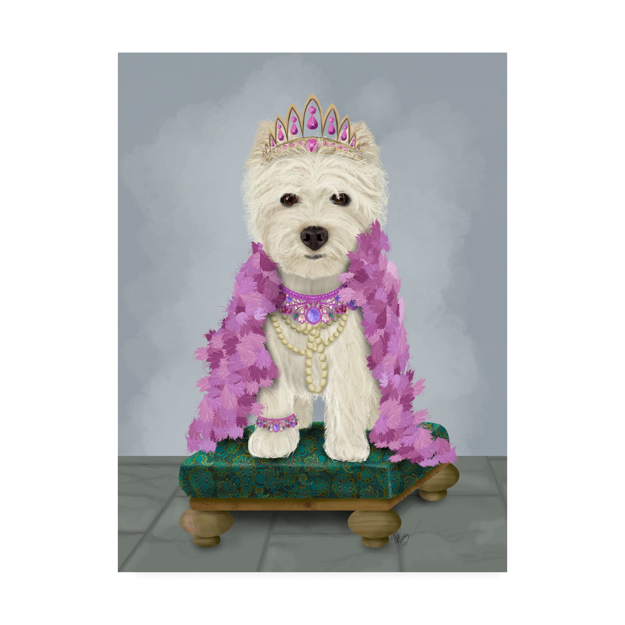 Trademark Fine Art 'West Highland Terrier with Tiara' Canvas Art by Fab Funky
