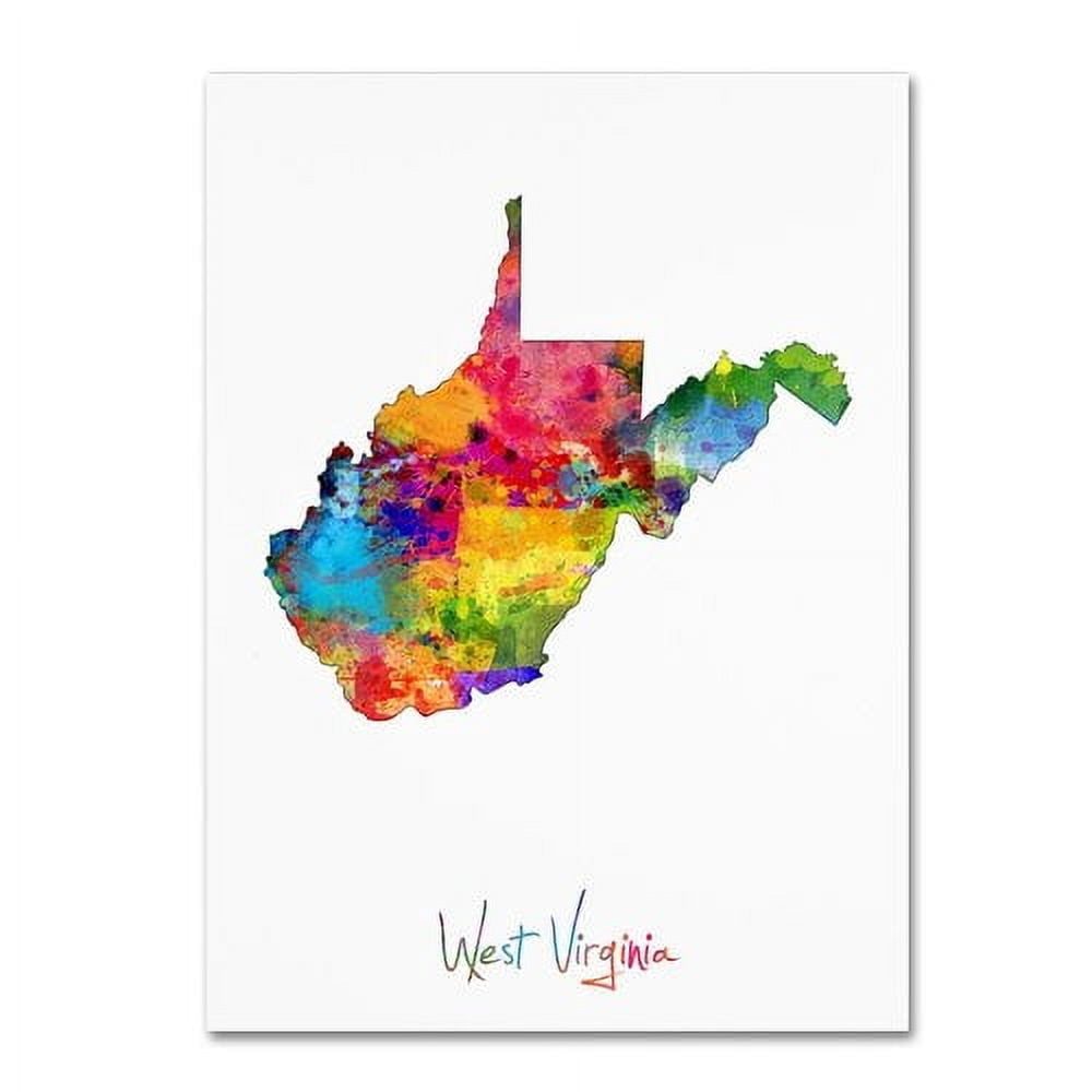 Trademark Fine Art "West Virginia Map" Canvas Art by Michael Tompsett