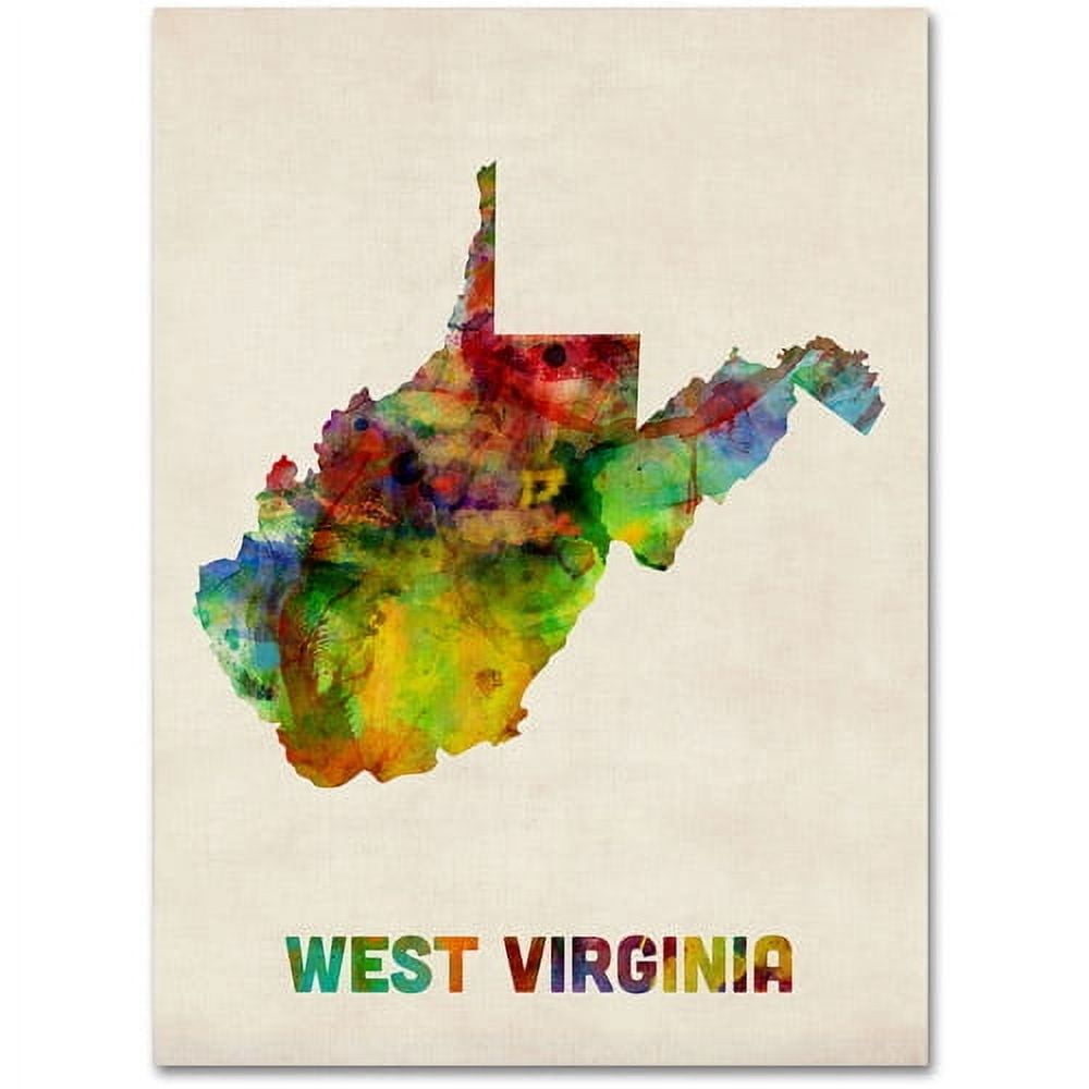 Trademark Fine Art "West Virginia Map" Canvas Wall Art by Michael Tompsett