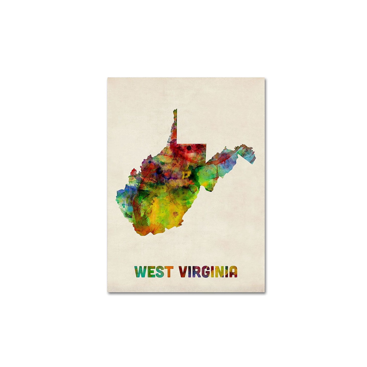 Trademark Fine Art "West Virginia Map" Canvas Wall Art by Michael Tompsett