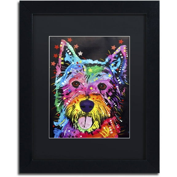 Trademark Fine Art "Westie" Canvas Art by Dean Russo, Black Matte, Black Frame