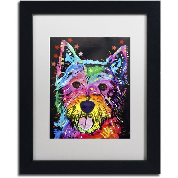 Trademark Fine Art "Westie" Canvas Art by Dean Russo, White Matte, Black Frame
