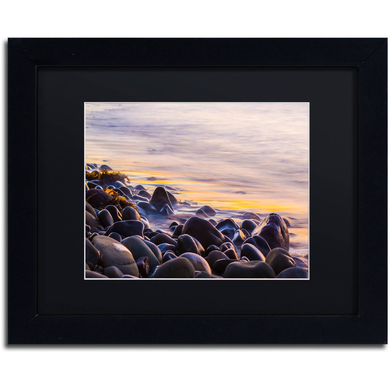 Trademark Fine Art "Wet Rock Reflections" Canvas Art by Chris Moyer, Black Matte, Black Frame