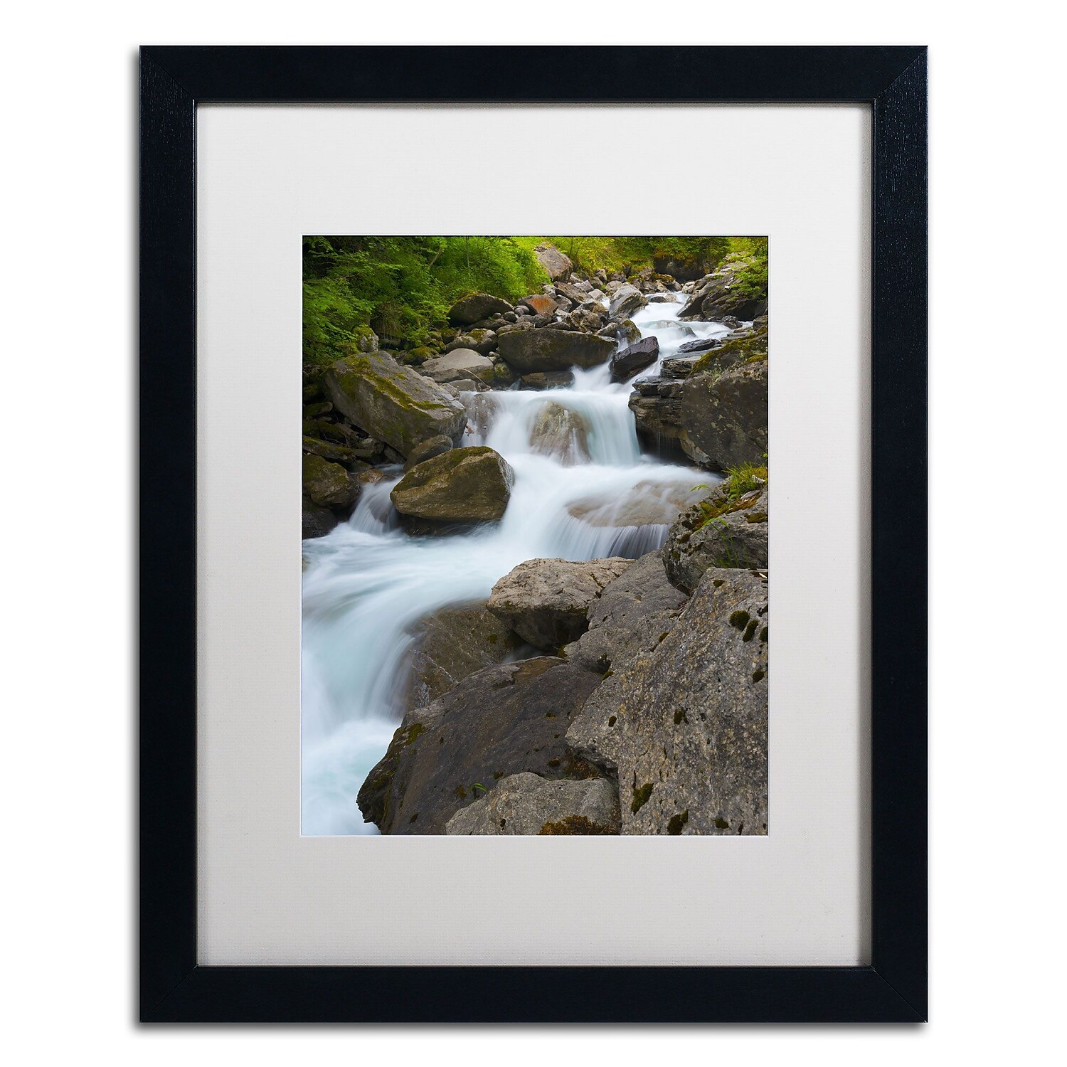 Trademark Fine Art "Wet Rocks" Canvas Art by Philippe Sainte-Laudy, White Matte, Black Frame