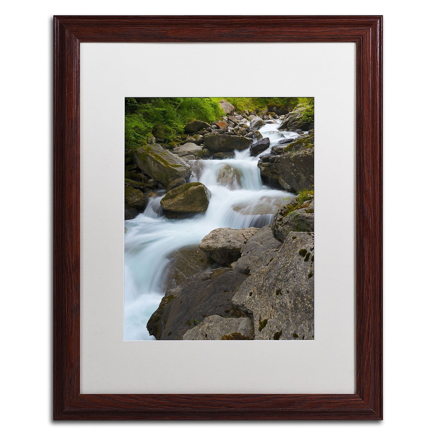 Trademark Fine Art "Wet Rocks" Canvas Art by Philippe Sainte-Laudy, White Matte, Wood Frame