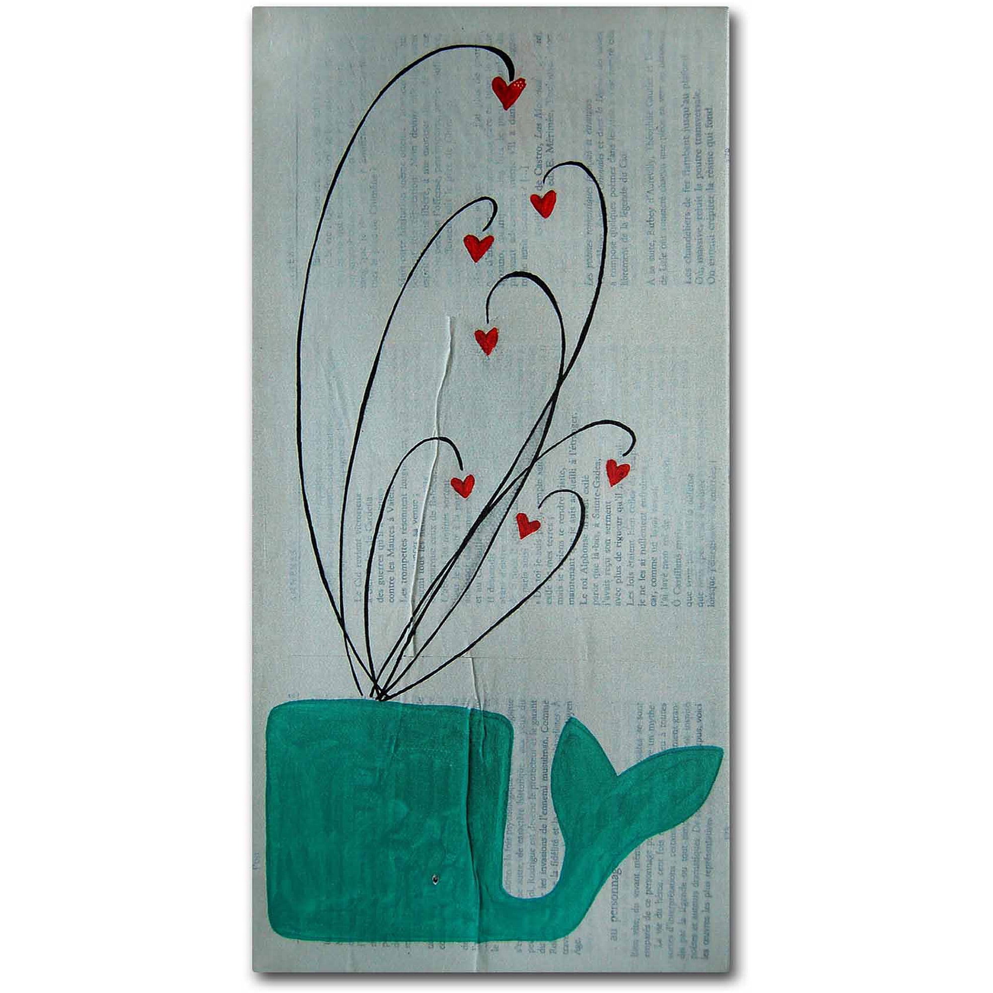Trademark Fine Art "Whale Spouting Hearts" Canvas Art by Nicole Dietz