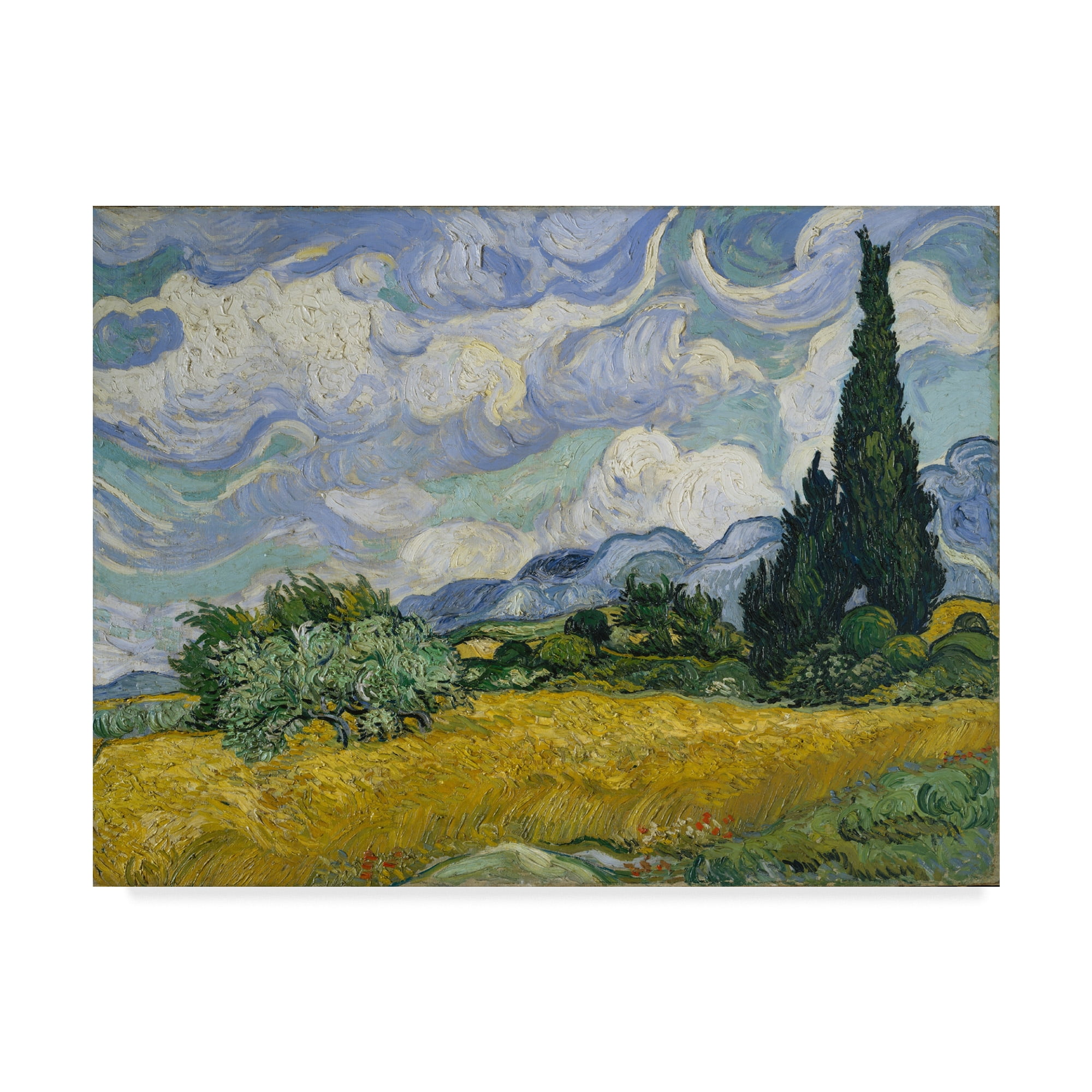 Trademark Fine Art 'Wheat Field With Cypresses' Canvas Art by Vincent Van Gogh