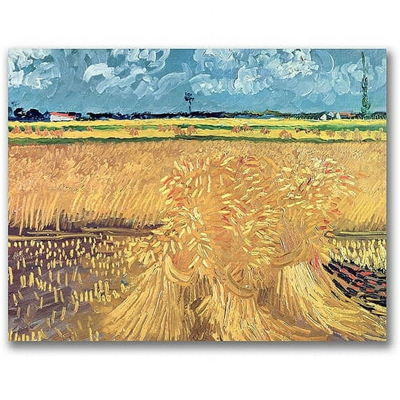 Trademark Fine Art "Wheatfield With Sheaves, 1888" Canvas Wall Art by Vincent van Gogh