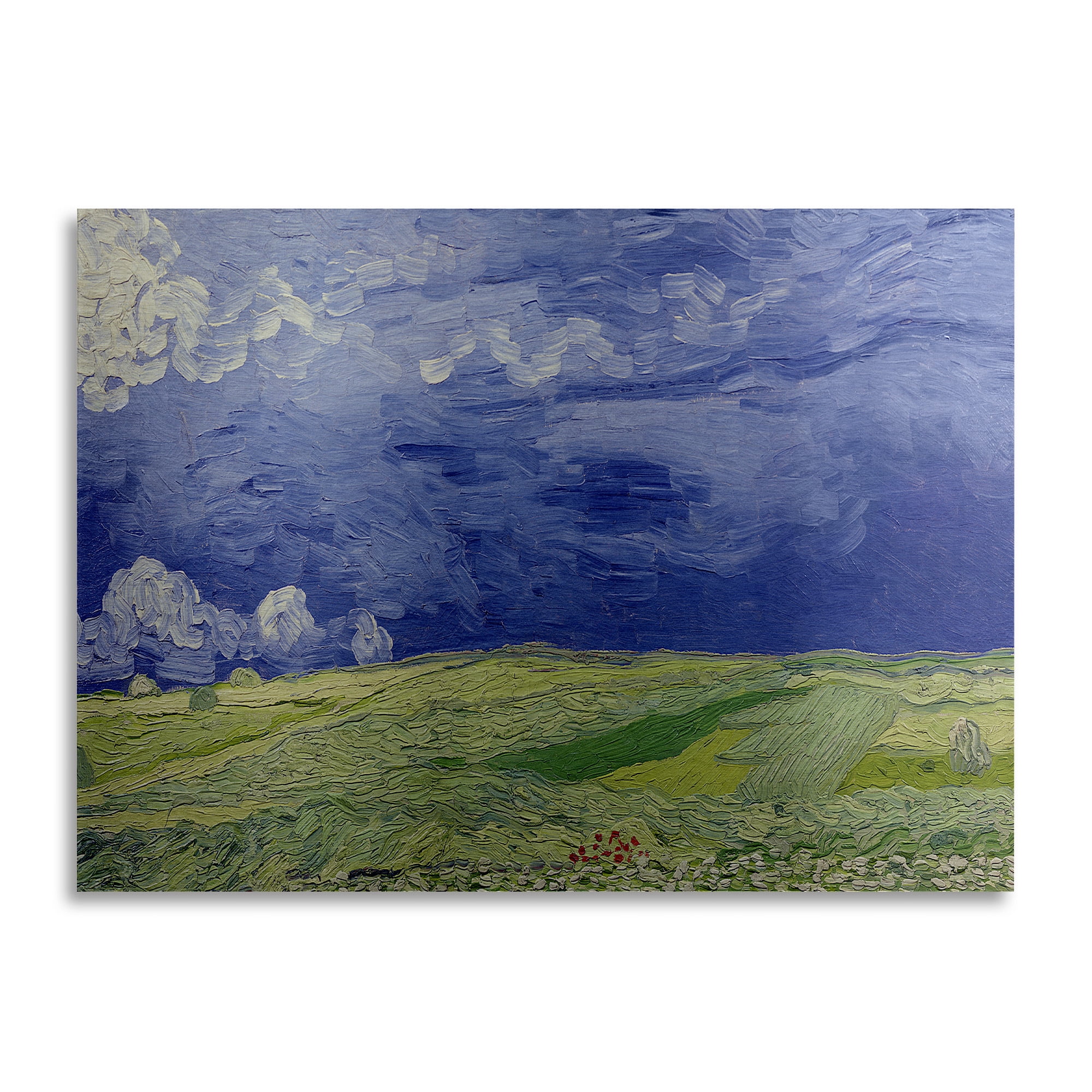 Trademark Fine Art 'Wheatfields under Thundercloud' Brushed Aluminum Wall Art Art by Vincent Van Gogh