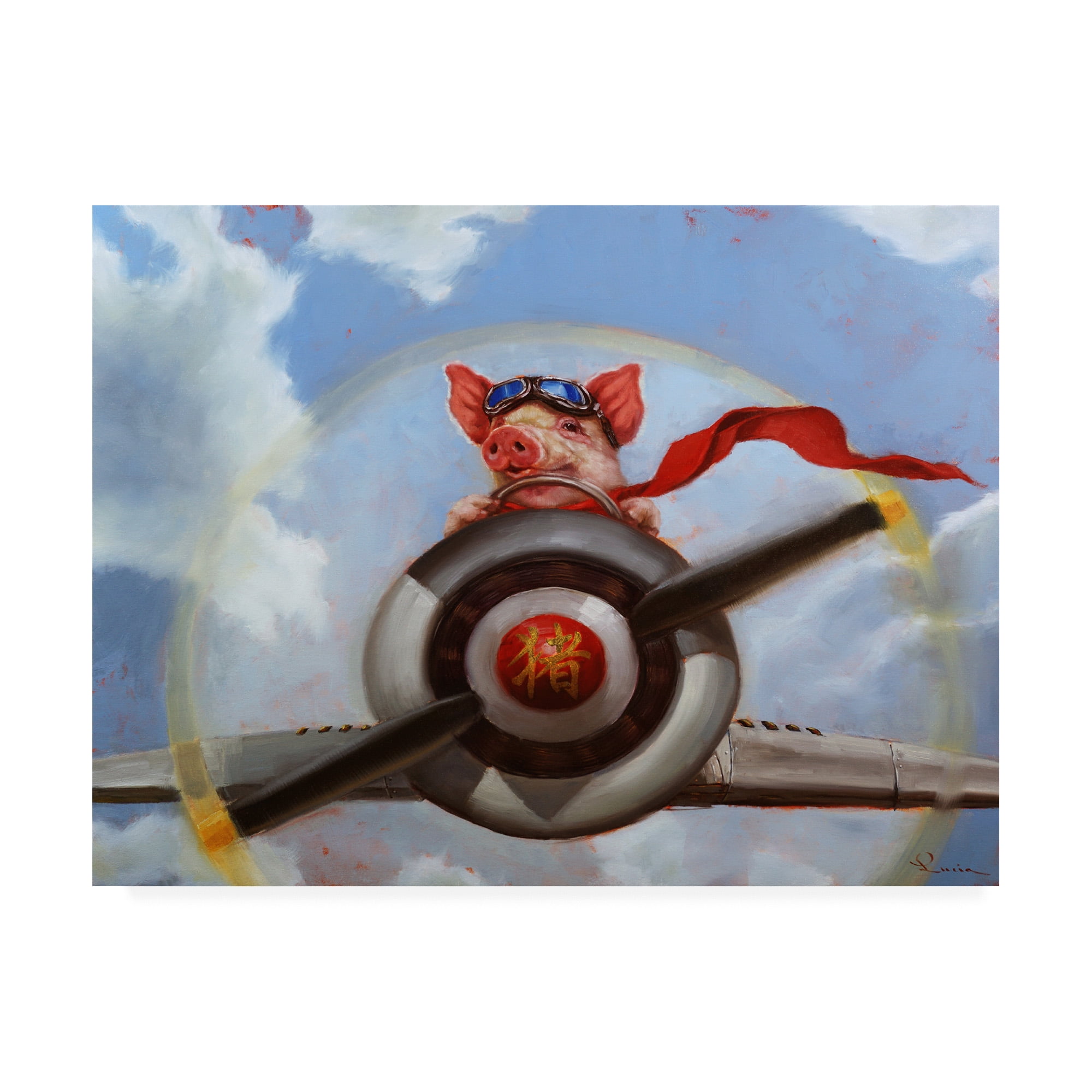 Trademark Fine Art 'When Pigs Fly' Canvas Art by Lucia Hefferna