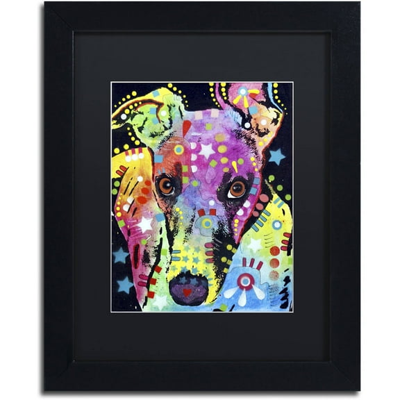 Trademark Fine Art 'Whippet' Canvas Art by Dean Russo, Black Matte, Black Frame