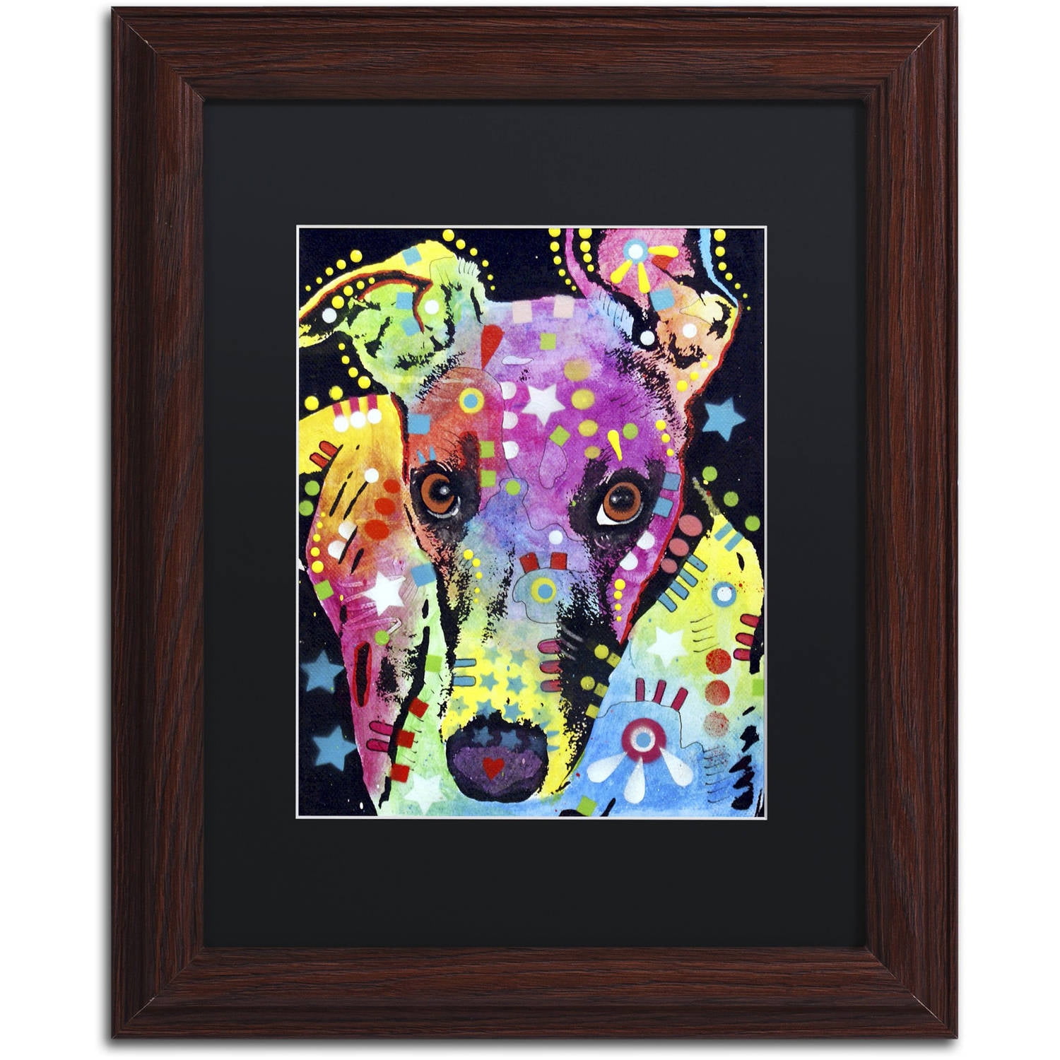 Trademark Fine Art 'Whippet' Canvas Art by Dean Russo, Black Matte, Wood Frame