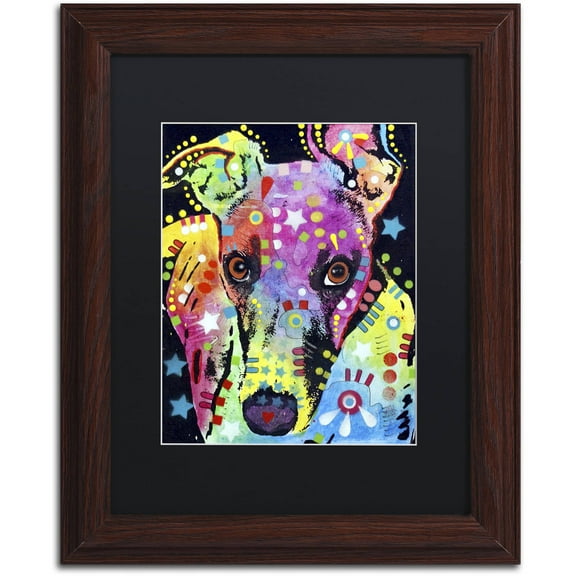 Trademark Fine Art 'Whippet' Canvas Art by Dean Russo, Black Matte, Wood Frame
