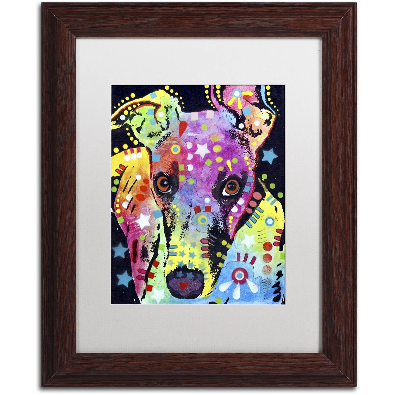 Trademark Fine Art 'Whippet' Canvas Art by Dean Russo, White Matte, Wood Frame