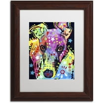 Trademark Fine Art 'Whippet' Canvas Art by Dean Russo, White Matte, Wood Frame