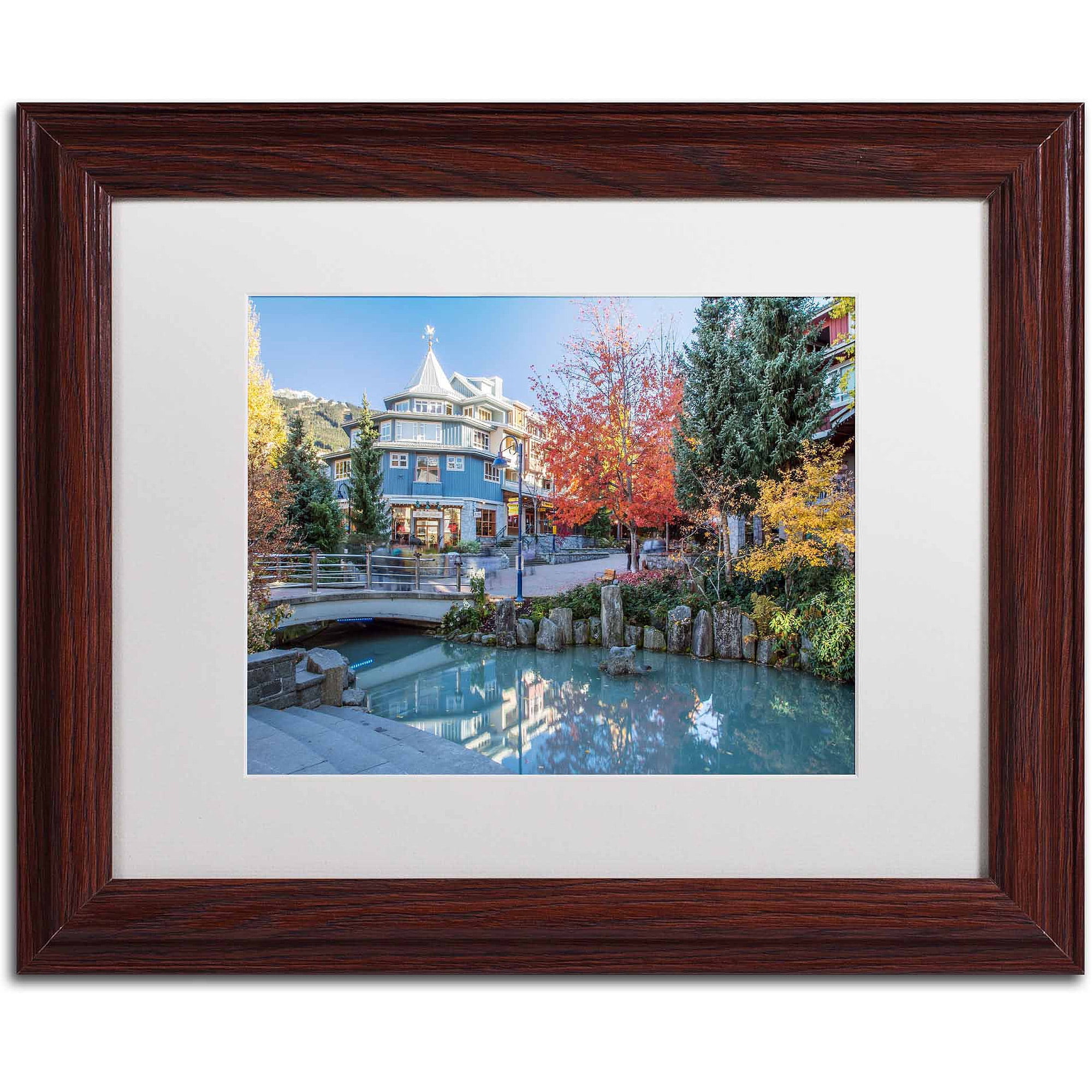 Trademark Fine Art "Whistler Plaza Autumn" Canvas Art by Pierre Leclerc, White Matte/Wood Frame