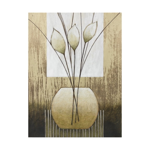Trademark Fine Art 'White And Tan Floral Abstract' Canvas Art by Pablo Esteban