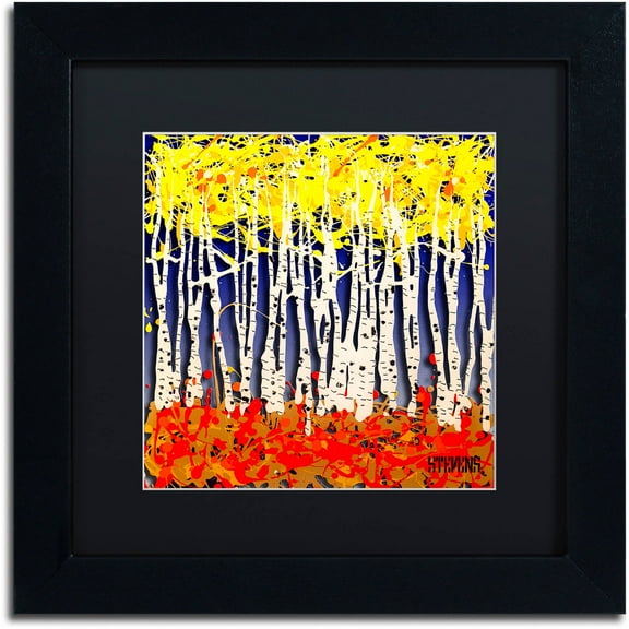 Trademark Fine Art "White Aspens" Canvas Art by Roderick Stevens, Black Matte, Black Frame
