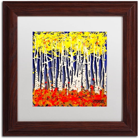 Trademark Fine Art "White Aspens" Canvas Art by Roderick Stevens, White Matte, Wood Frame