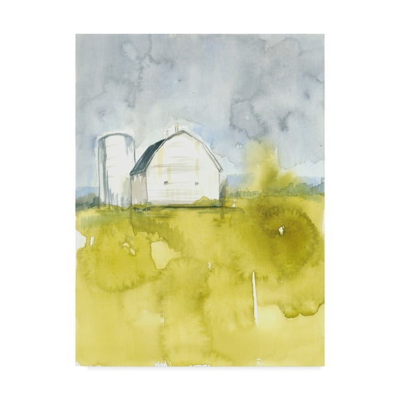 Trademark Fine Art 'White Barn on Citron II' Canvas Art by Jennifer Goldberger