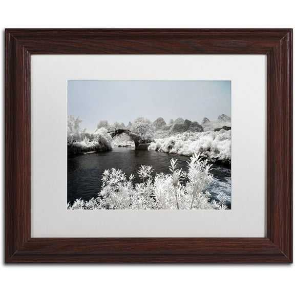 Trademark Fine Art "White Bridge" Canvas Art by Philippe Hugonnard, White Matte, Wood Frame