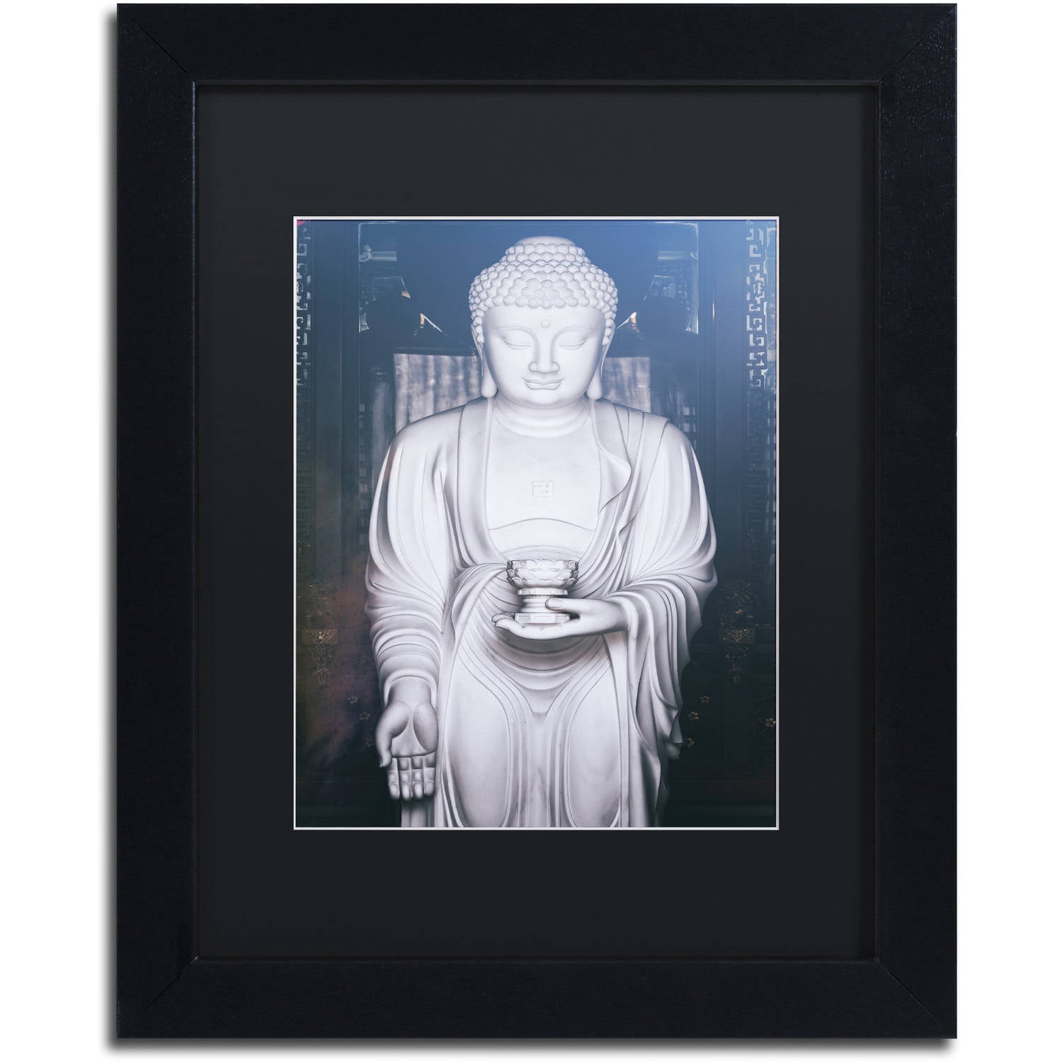 Trademark Fine Art "White Buddha" Canvas Art by Philippe Hugonnard, Black Matte, Black Frame