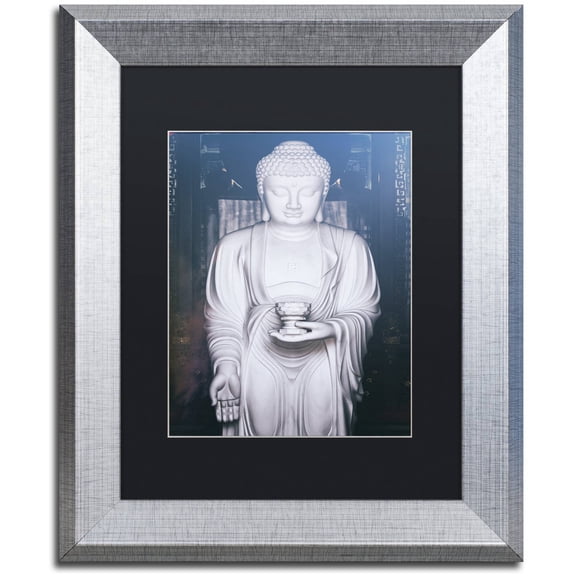 Trademark Fine Art "White Buddha" Canvas Art by Philippe Hugonnard, Black Matte, Silver Frame