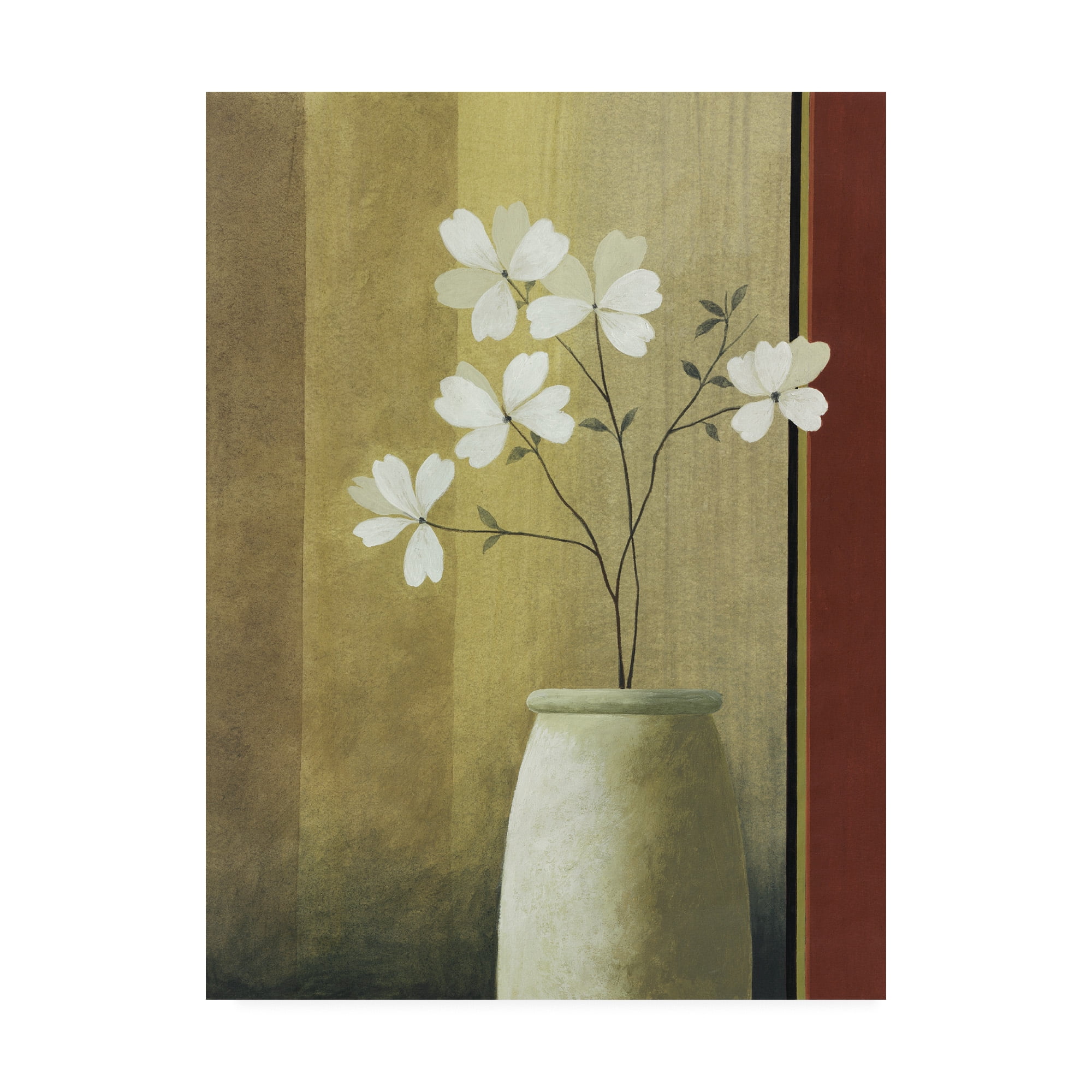 Trademark Fine Art 'White Flowers In Beige Vase' Canvas Art by Pablo Esteban