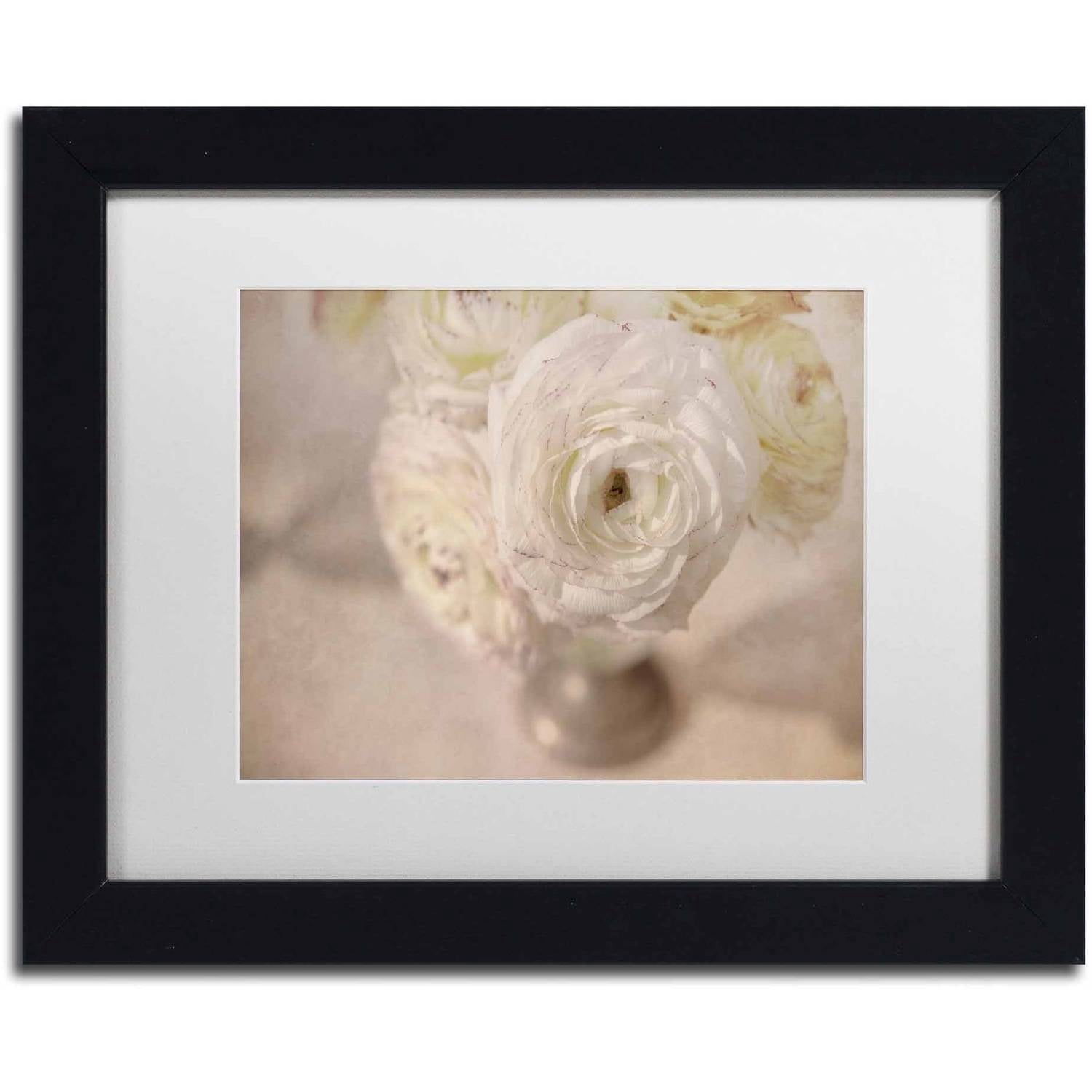 Trademark Fine Art 'White Persian Buttercup Still Life' Canvas Art by Cora Niele, White Matte, Black Frame